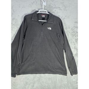 The North Face Pullover Mens Medium Fleece Long Sleeve Black Zip Collared‎